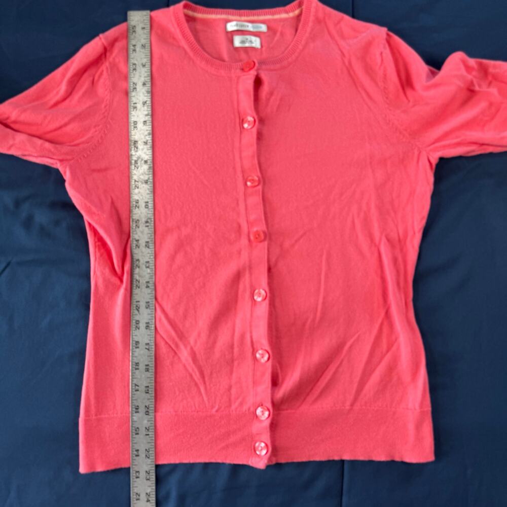 Van Heusen Studio Cardigan Sweater Womens Medium Pink Cotton Button Up - Picture 6 of 7